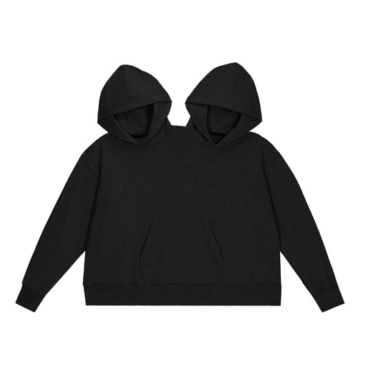 Mens Womens Two Person Ugly Hoodie Intimate Loose Solid Sweatshirt One-Piece Couples Pullover Holiday Party Jumpers Tops
