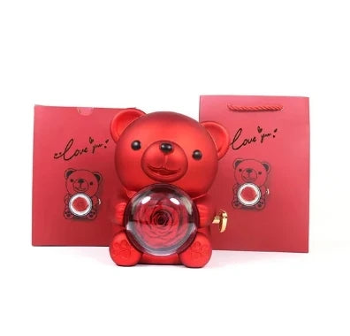 Eternal Rose Bear with Engraved Necklace