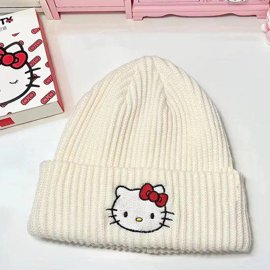 Knitted Cap with Sanrio Hello Kitty Embroidery