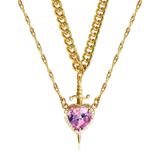 Heart & Dagger Necklace Set