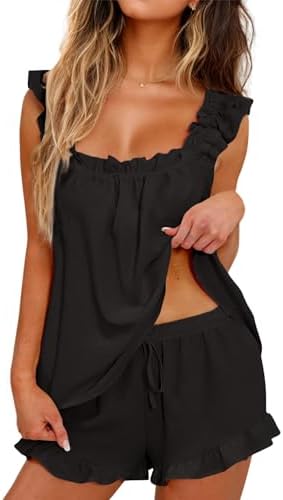 Womens Pajamas Set 2 Piece Rufflle