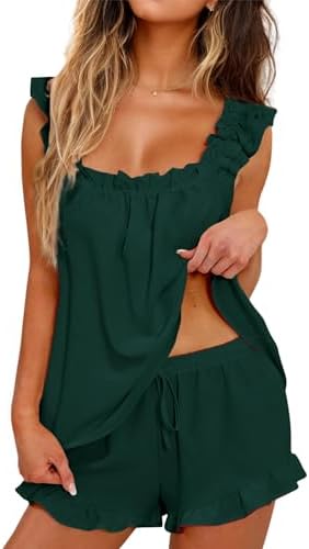 Womens Pajamas Set 2 Piece Rufflle