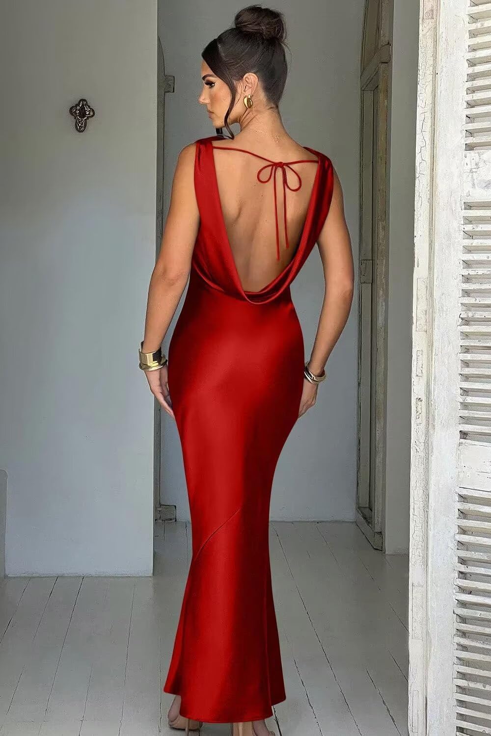 Backless Satin Prom Dresses
