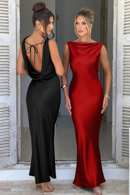 Backless Satin Prom Dresses