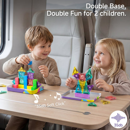 TinyTrek 3-in-1 Magnetic Tiles & Blocks Travel Set (48 Pieces)