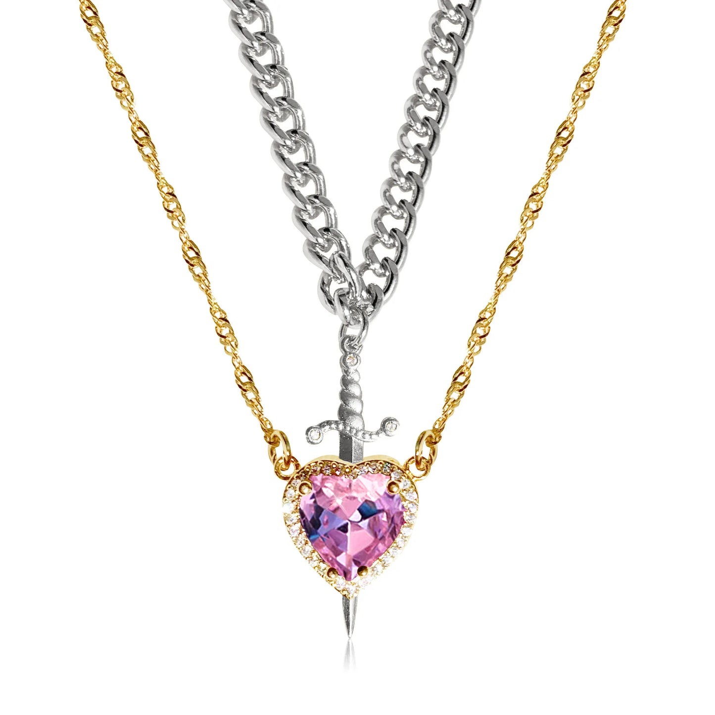 Heart & Dagger Necklace Set