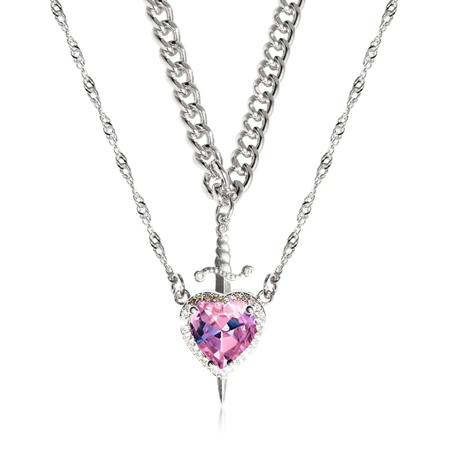 Heart & Dagger Necklace Set