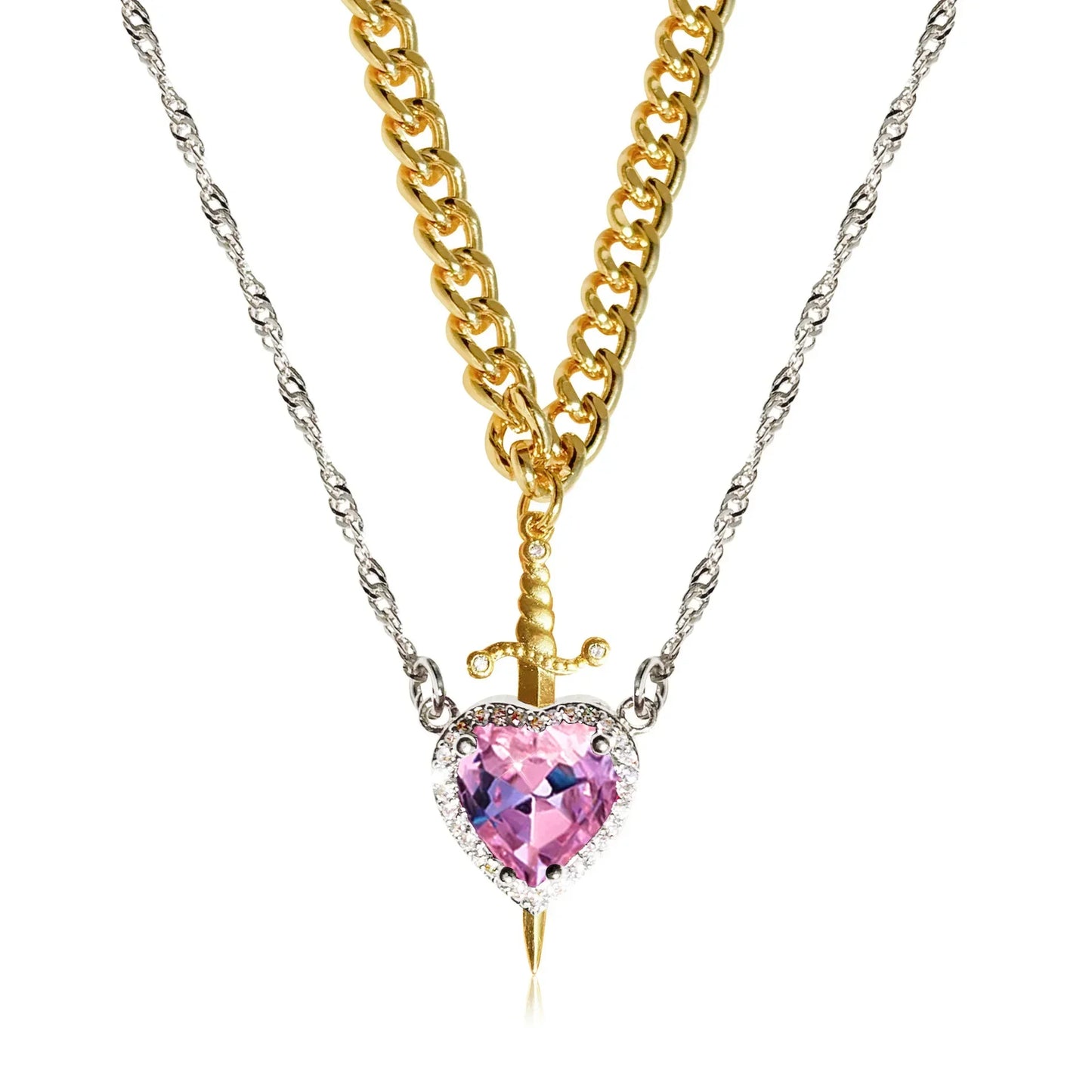 Heart & Dagger Necklace Set