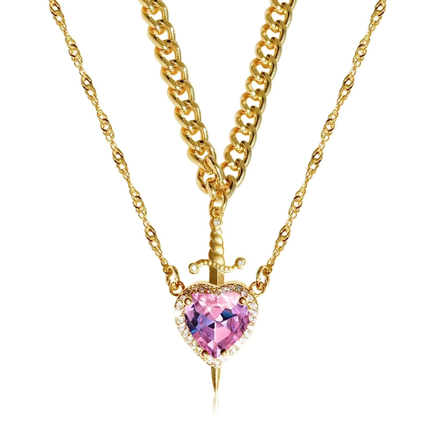 Heart & Dagger Necklace Set