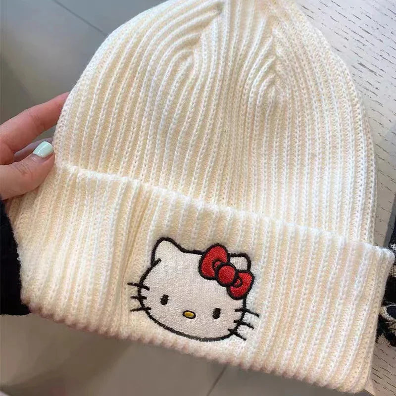 Knitted Cap with Sanrio Hello Kitty Embroidery