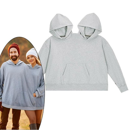Mens Womens Two Person Ugly Hoodie Intimate  Loose Solid Sweatshirt One-Piece Couples Pullover Holiday Party Jumpers Tops