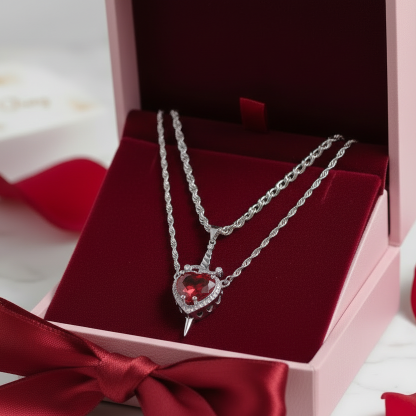 Heart & Dagger Necklace Set