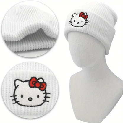 Knitted Cap with Sanrio Hello Kitty Embroidery